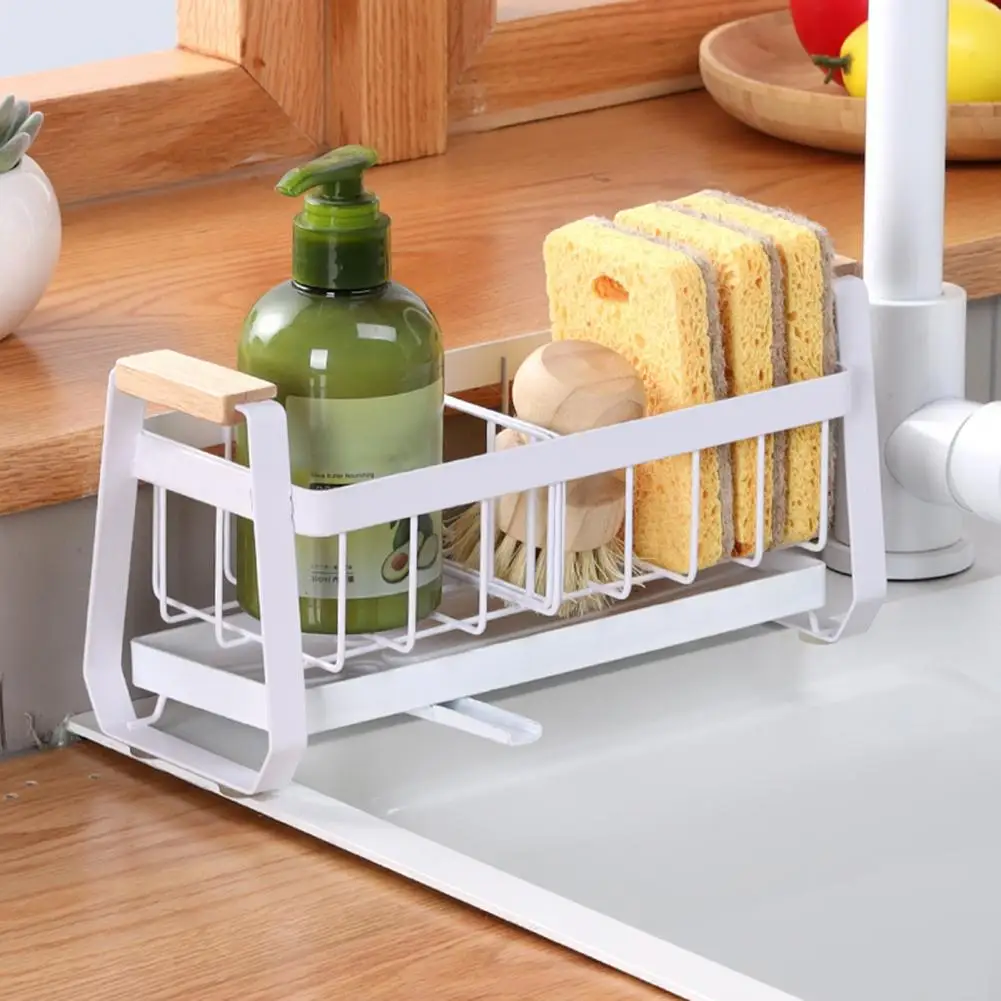 

Sink Caddy Organizer Kitchen Sponge Holder with Quick Drain Tray Non-Slip Design Large Capacity Countertop Organizer