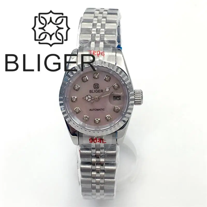 BLIGER 26mm Women\'s Watch NH05A Mother of Pearl MOP Gold Plate Sapphire Crystal Fit Lady\'s Birthday Gift