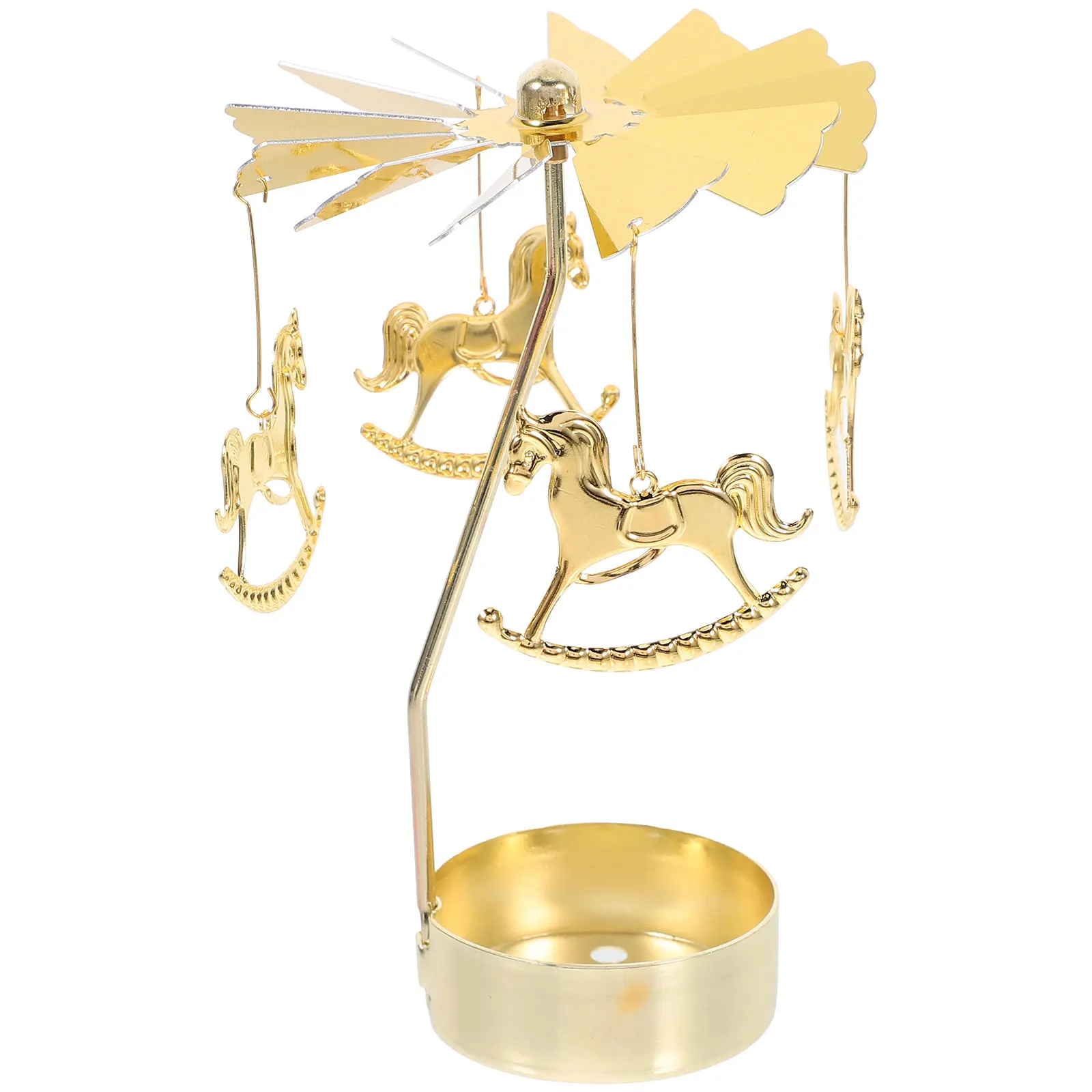 

Carousel Holder Rotating Windmill Candlestick Metal Tea Light Stand Ornate Candlesticks Luxurious Table