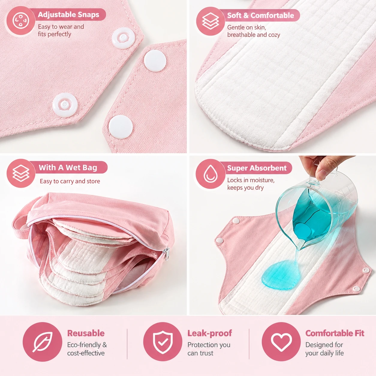 5pcs Reusable Urinary Incontin - огляд і ціна Cloth Pad Reusable