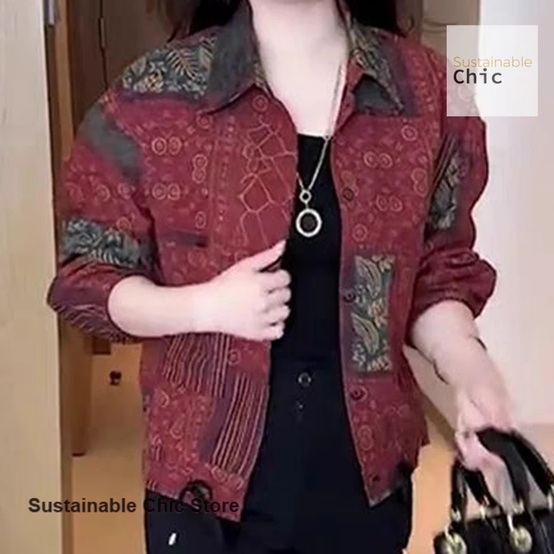 الفرنسية منقوشة الأزياء الرجعية معطف قصير المرأة الربيع والخريف مزاجه الجديد النمط الغربي فضفاضة رقيقة عارضة سترة أعلى. #1