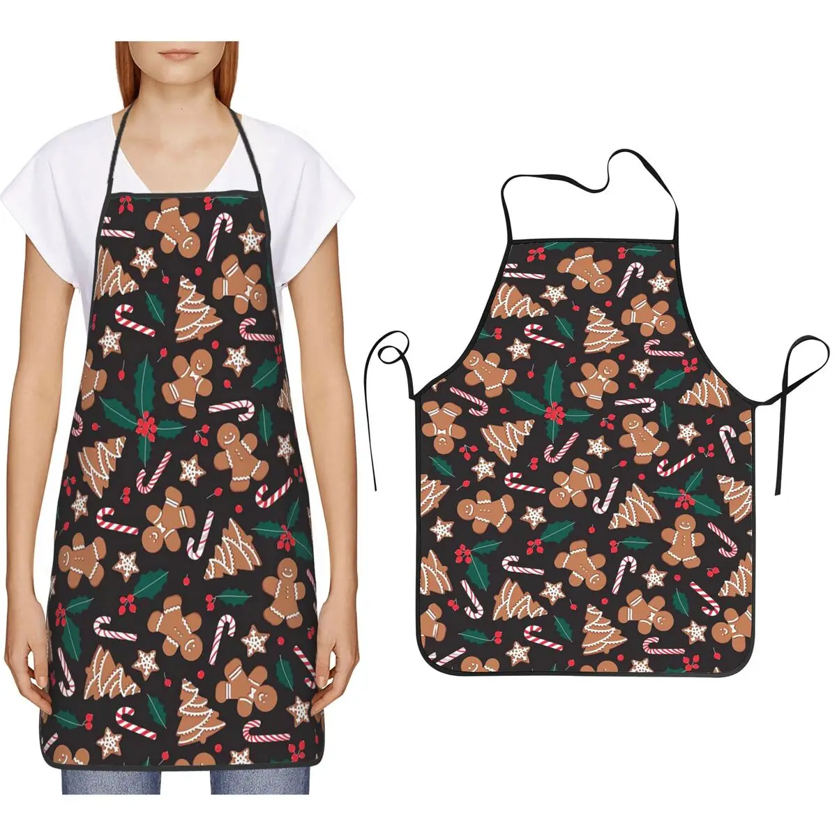 Christmas Gingerbread Man  Apron Chef Cooking Cuisine Tablier Bib Kitchen Cleaning Pinafore for Women Men Painting