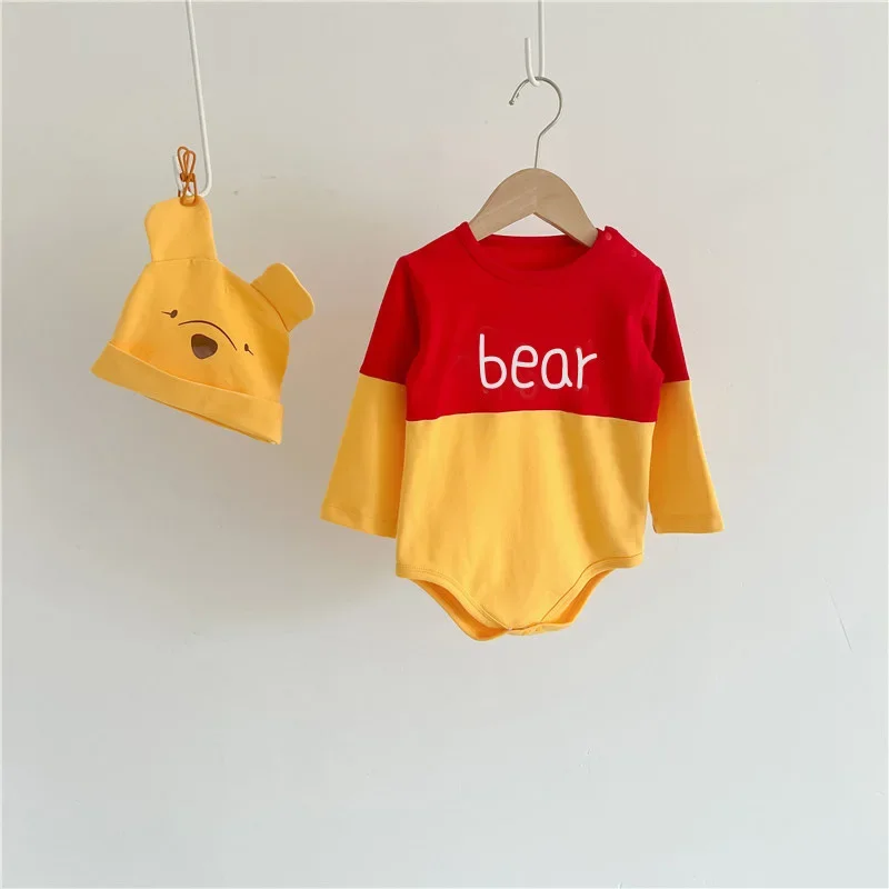 Cosplay Newborn Baby Rompers Sock Hat 3pcs Set Cartoon Mickey Mouse Pooh Boys Girls Jumpsuit Infant Costume Long Sleeve Bodysuit