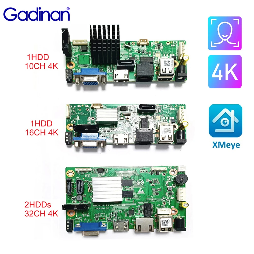 

Gadinan Xmeye 10/16/36CH 4K Support ONVIF NVR Module HD Output for Facial and Human Detection for Application Mobile Monitoring