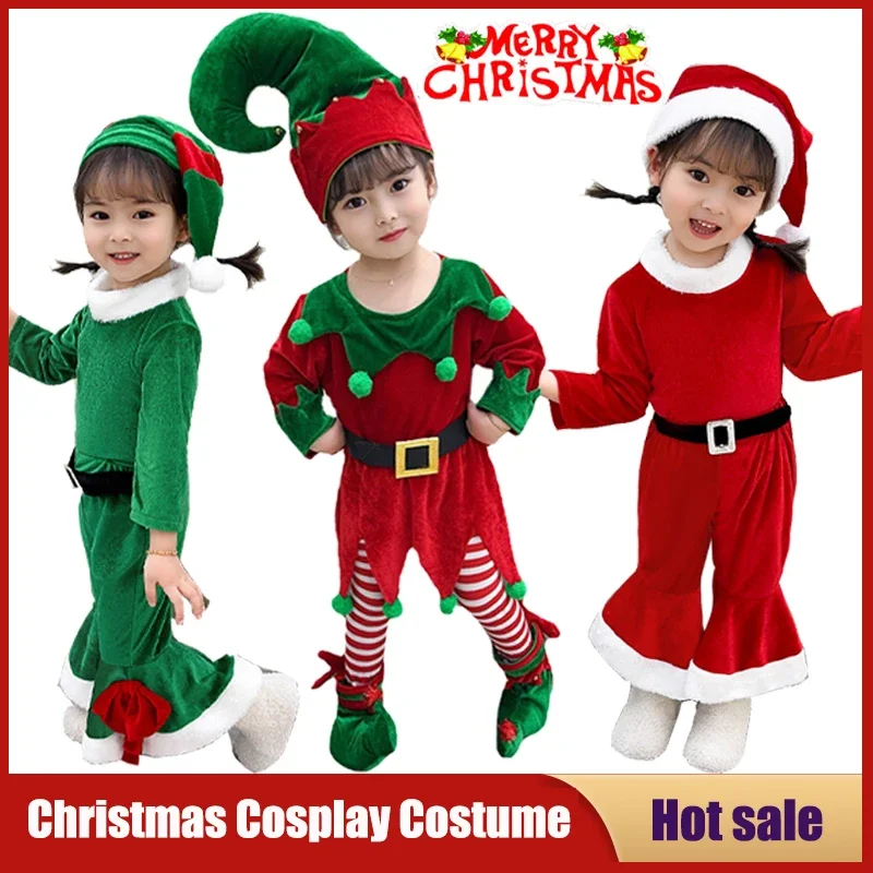 Kerst Cosplay Kostuums Kids Baby Santa Claus Cos Kinderen Xmas Pak Carnaval Party Nieuwjaar Performance Fancy Outfit Cadeau