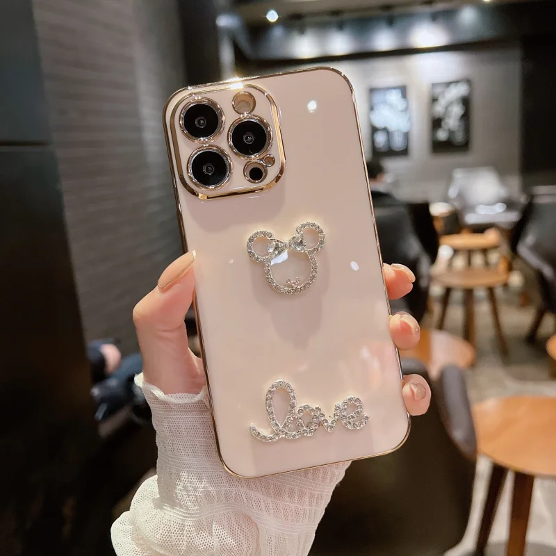 Ins Sparkling diamond Bling plating Soft silicone phone case for iphone 14 11 12 13 Pro 7 8 Plus X XS XR MAX SE MiNi Cute Cover