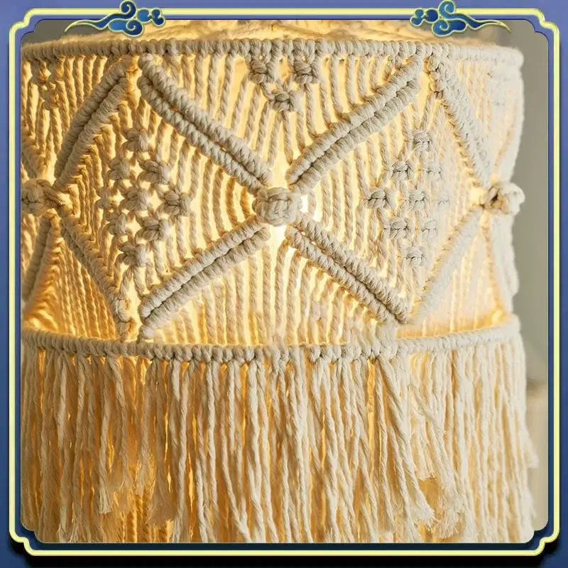 

A56P-Handmade Wall Tapestry Lampshade Macrame Boho Decor Handcraft Tassel Tapestry Background Headboard Wall Hanging Decor