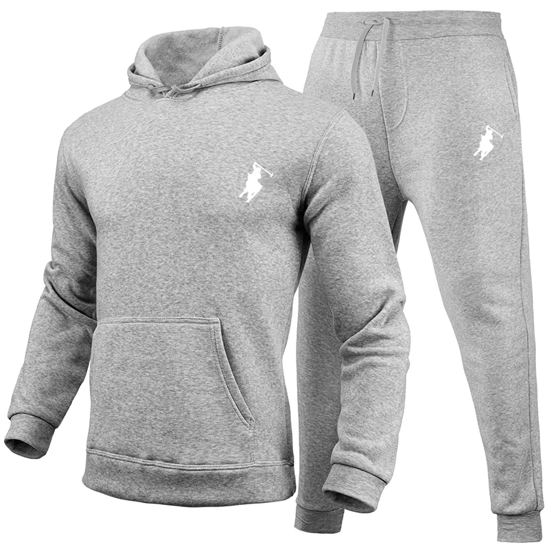 Winter Hoodie Sets Men Fashion Fleece Red Hoodies Black Brand Pants Casual Jogger Suit Tracksuit Sweatshirt Woman Pullover