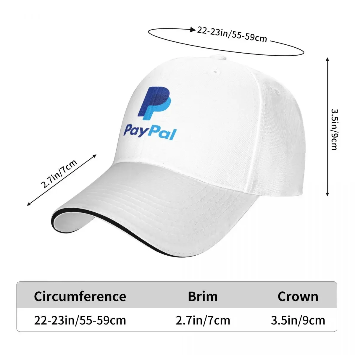 Paypal Logo Cap Fashion Casual Baseball Caps Adjustable Hat Hip Hop Summer Unisex Baseball Hats Customizable Polychromatic