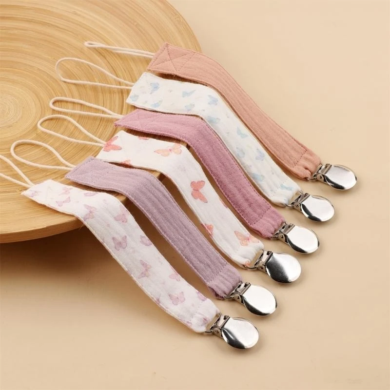 M76C 6Pcs Baby Schnuller Clip Baumwolle Beißring Schnuller Strap Baby Dummy Clip Baby Schnuller Halter Schnuller Kette Baby