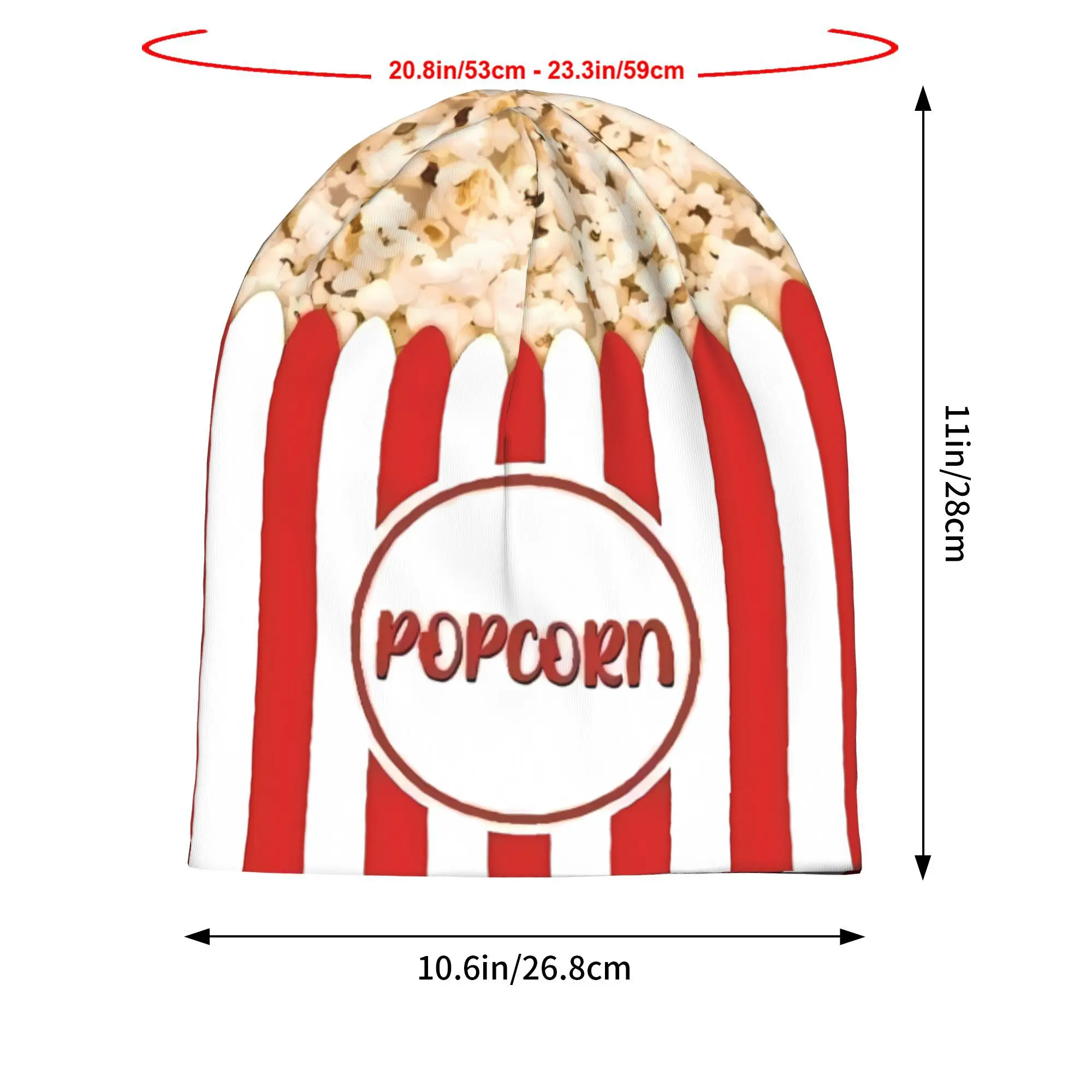 2D Print Design Popcorn Pattern Skullies Beanies Novelty Hats Workout Sports Autumn Winter Casual Street Knit Hat