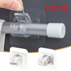 2/4PCS Self Adhesive Curtain Rod Holder Hook Adjustable Wall Curtain Rod Clip Wall Hanging Hook for Kitchen Bathroom Wall Hook