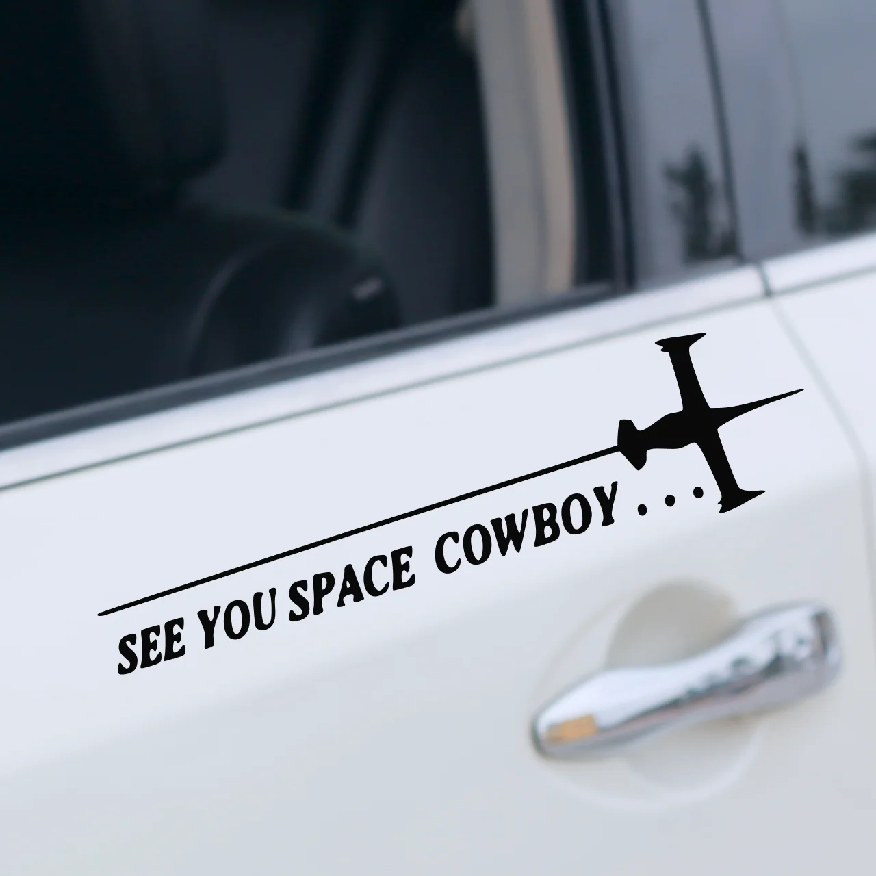 1pc Adhesivo de vinilo impermeable de Cowboy Bebop, diseño de nave espacial, para decoración de parabrisas de coche