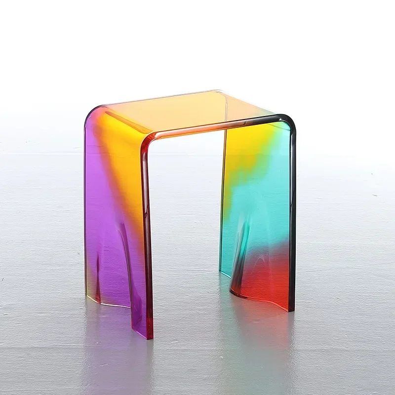 Acrylic Aurora Stool Rainbow Chair Small Side Table Makeup Chair Acrylic Furniture Casual Desig Ins Living Room