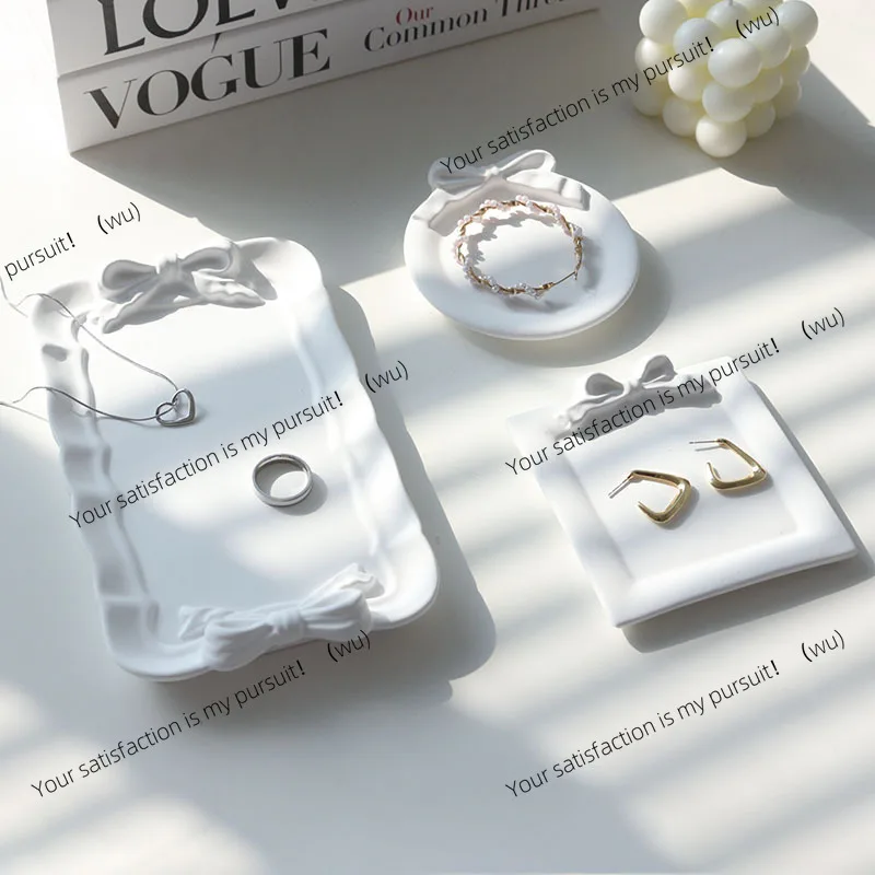 Bow plaster tray ins Internet celebrity photo props jewelry perfume display tray decorative photography ornament