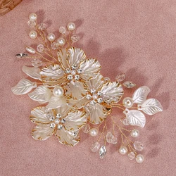 Acrylic Flower Pearl Hair Clip Handmade Beaded Hairpin Fashion Luxury Bridal Headpiece Hair Accessories  Wedding Jewelry