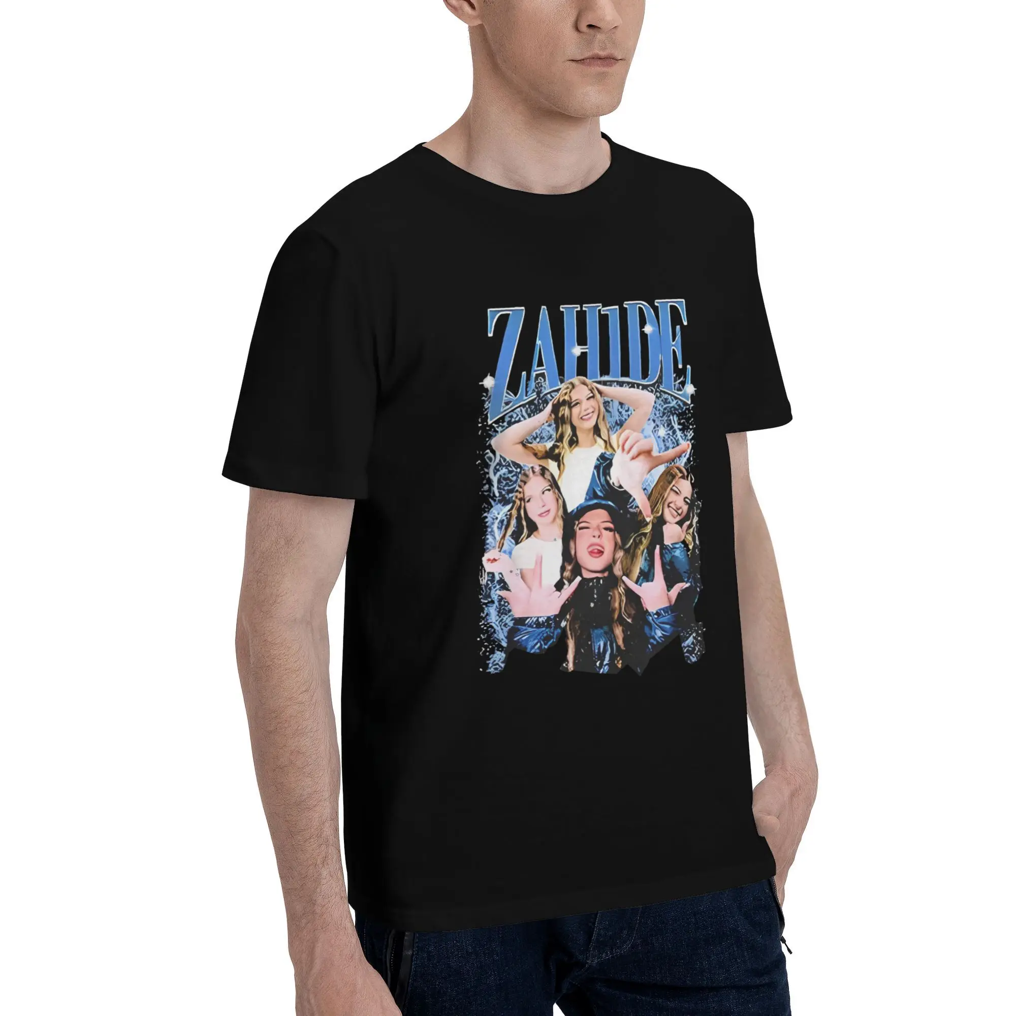 Streetwear T-Shirt Zahide 100 Cotton T-Shirts Merch Trendy Cool Tshirt for Men Summer Y2K Classic Pattern Short Sleeve Clothes