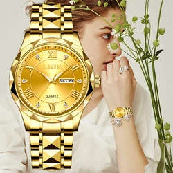 LIGE Fashion Luxury Woman Watch Elegant Waterproof Luminous Stainless Steel Band Date Quartz Women's Causual Ladies Wristwatches