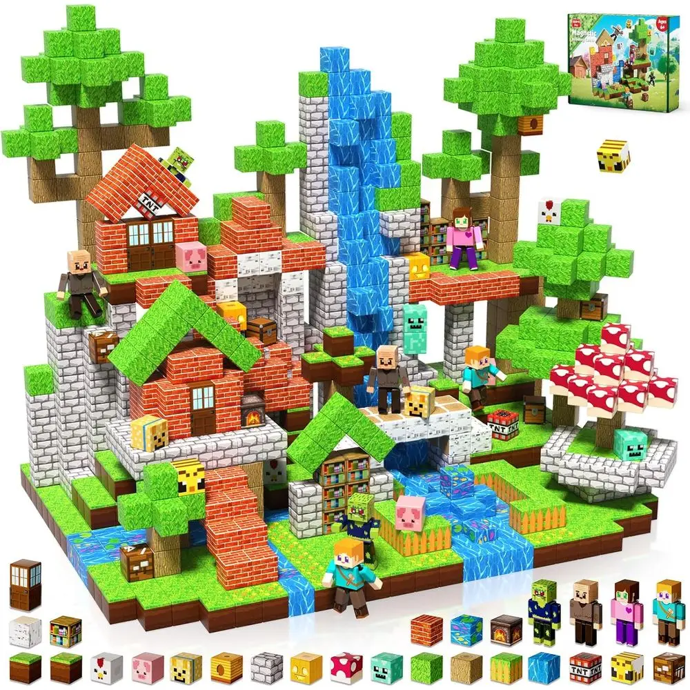 磁気ビルディングセット - 164ピースの磁気キューブ、3歳以上のお子様向け、4歳から12歳向けの教育的組み立て玩具