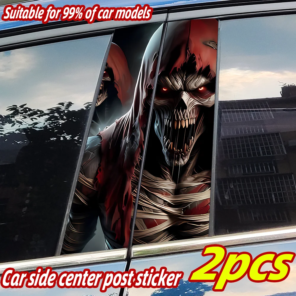 

Horror Ghost Skull Car Stickers Auto B Pillar Waterproof Sunscreen Decor Cover Scratches Car Door Pillar Vinyl Decals Accessorie