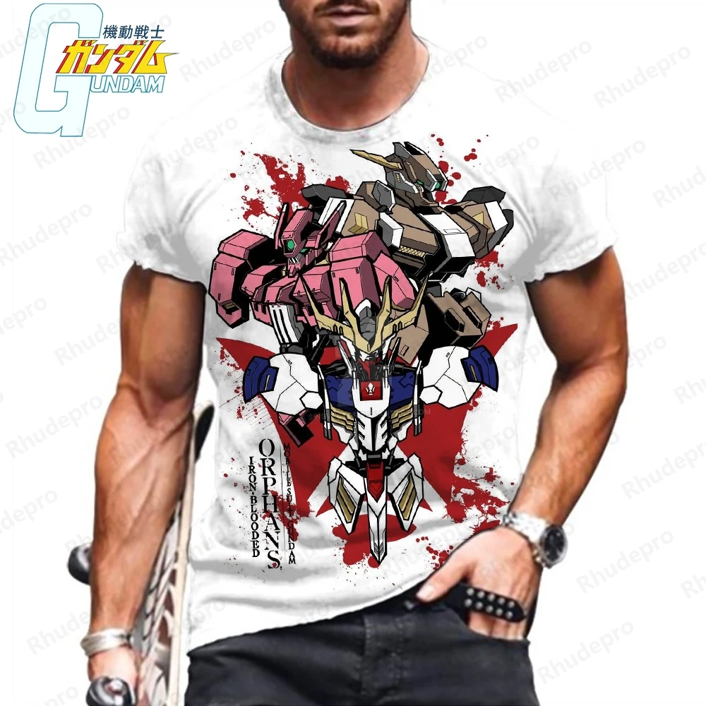 5XL T Shirt Gundam Harajuku męska koszulka Y2k topy Oversized Essentials modna odzież lato 2024 Streetwear HD Print New