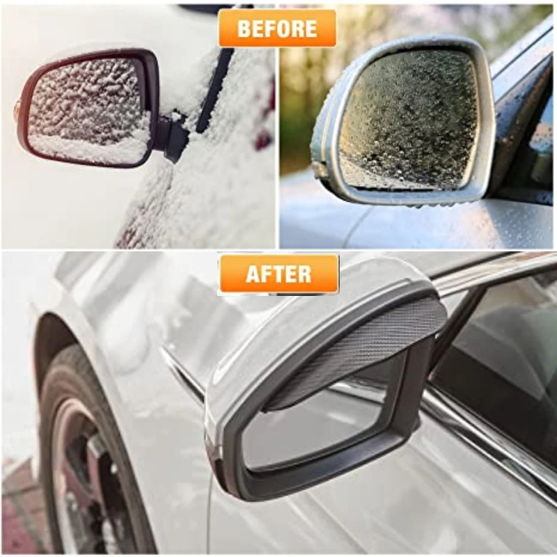 2Pcs Car Rearview Mirror Rain Eyebrow Visor Protector Carbon Fiber Auto Rear View Mirror Rain Shield Snow Guard Sun Shade Cover