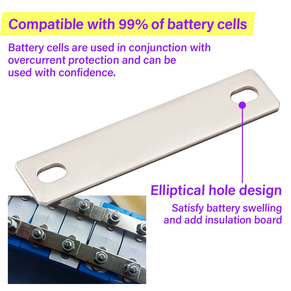 1/2/3/5/7/15Pcs M6 72mm Bus Bar Nickel-Plated Copper Battery Connector For 280AH 310AH Lifepo4 Lithium Cell High Current 280A view 3