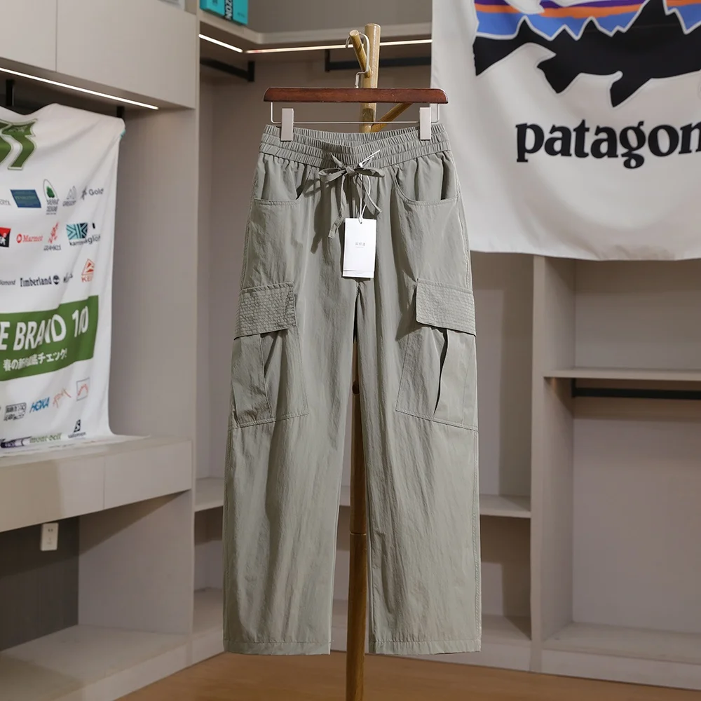 

Men's Casual Cargo Pants Multi-Pockets Outdoor Sports Quick Dry Spring Summer Polyester Fiber Straight Leg Basic Color