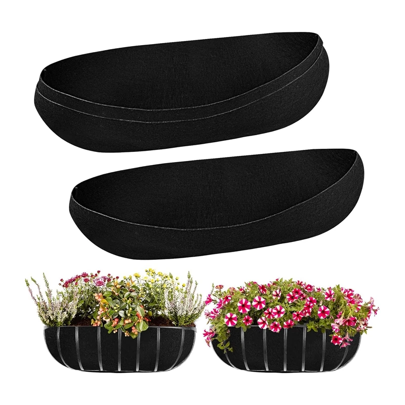 

3PCS Window Box Liners 30 Inch Fabric Window Box Liners Replacement Black Non-Woven Hanging Plant Liner