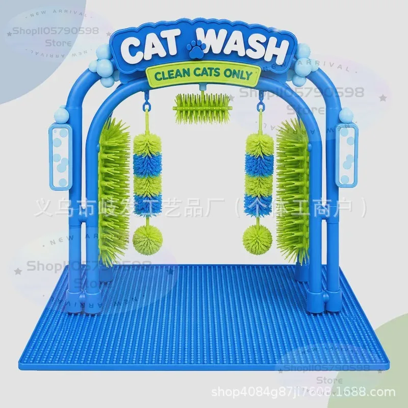 Cat Wash Grooming Station,Pet Bathing Table Self-Service Cat Comb Brush for Shedding,Hair Catcher Grooming Tool with Sturdy Base