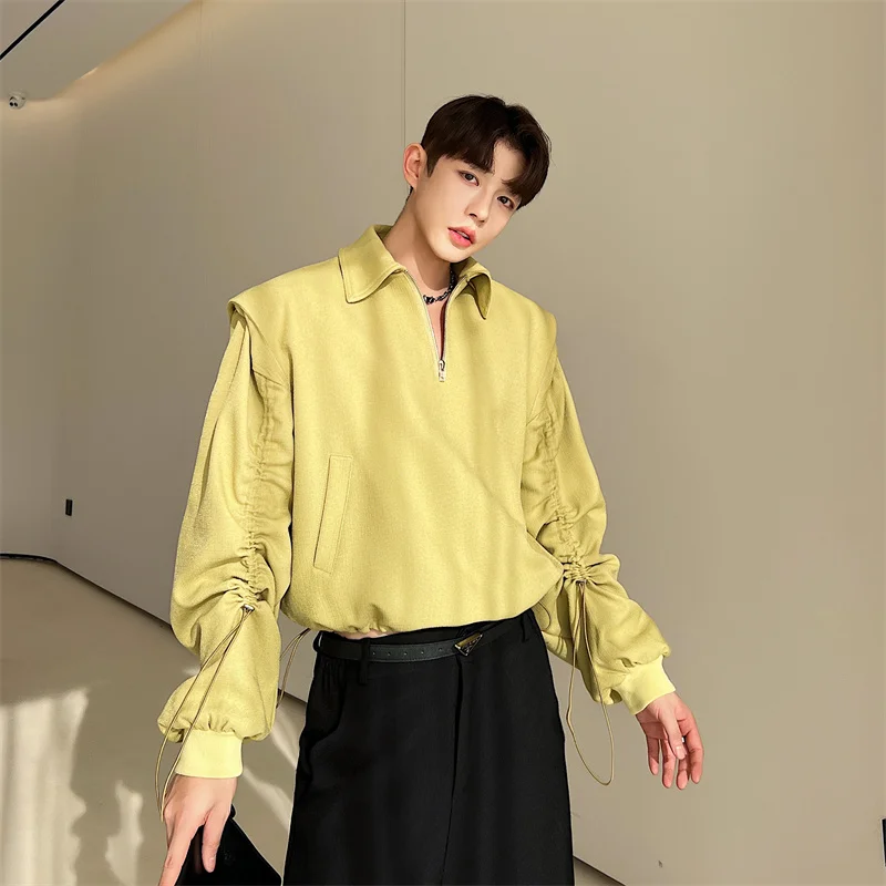 

Youthful ort Sweatirt Sle Jaet Men's Dstring Hooded oulder Pad Design Faionable Casual Outerwear