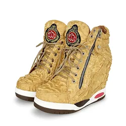 Fashionable and personalized sponge cake inner height increasing thick soled casual lace up short boots for women's autumn shoes