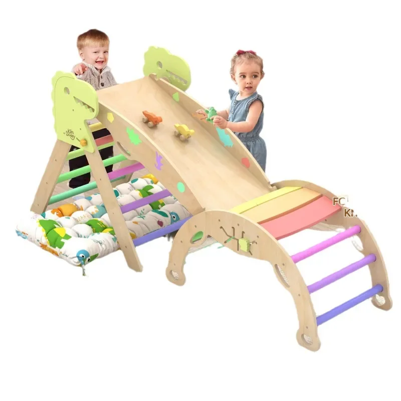 

Solid wood climbing frame Wooden children's climbing frame Enlightenment early education baby slide combination