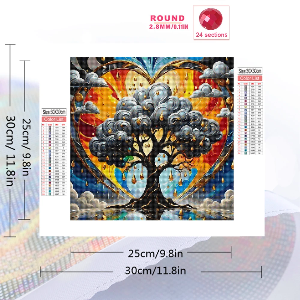 EverShine Full Square Round Diamond Painting Tree Landscape Abstract DIY Kit Embroidery Picture Rhinestones Mosaic Wall Decor