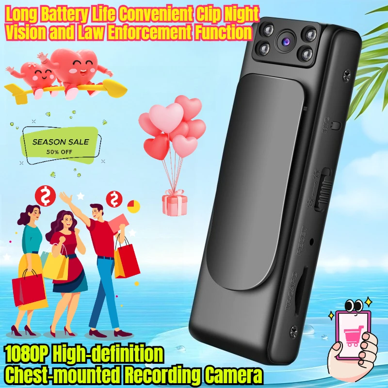 

1080P High-definition Chest-mounted Recording Camera Long Battery Life Convenient Clip Night Vision and Law Enforcement Function
