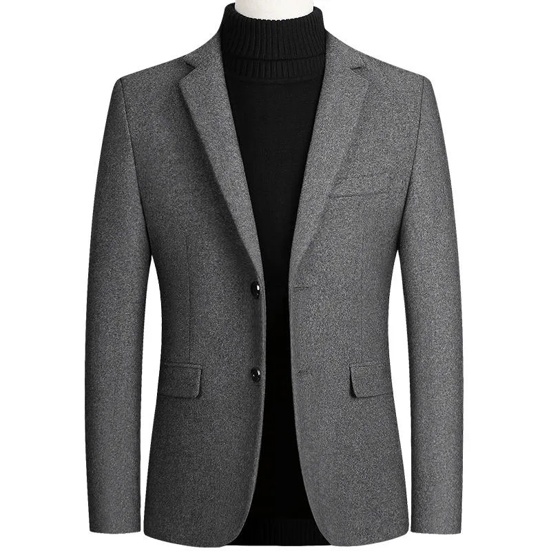 New Men\'s Wool Blazers Male Suit Jacket Oversized Solid Business Casual Winter Jacket Men Clothing Wedding Suit Coat 4XL AFJ002