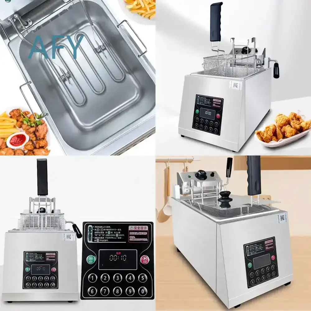 Electric Fryer for Commercial Use Fully Automatic Lifting Fryer 8L Single Cylinder Intelligent Timing Deep Fryer for Fried