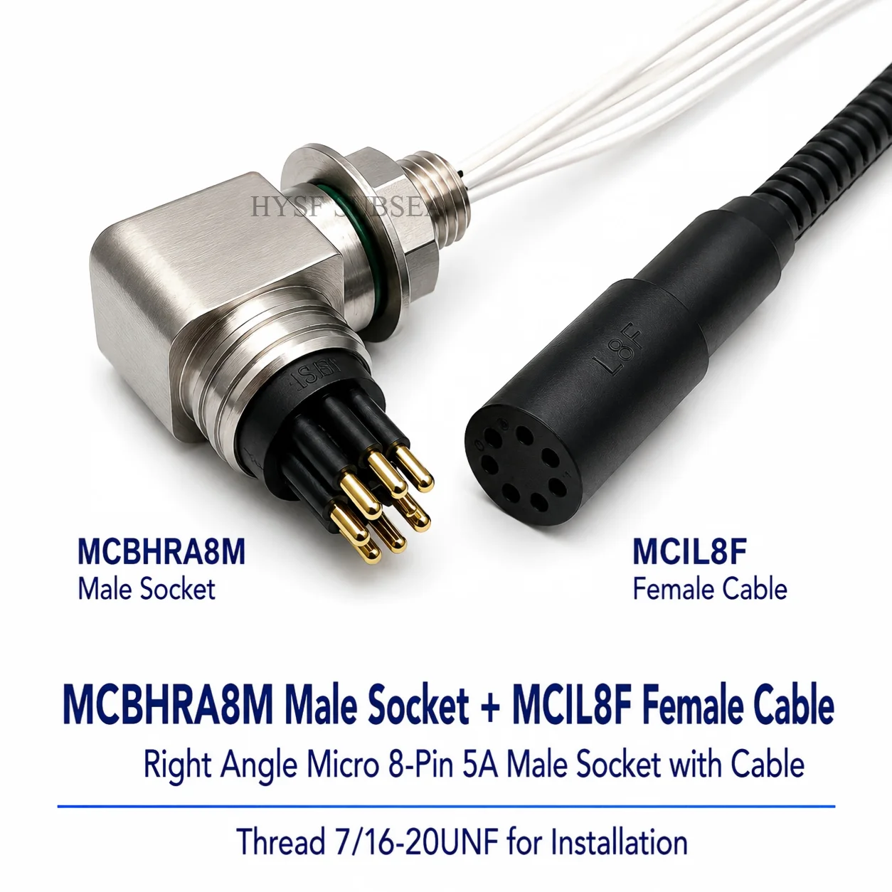 SUBSEA Micro Right Angle 8-Pin 5A Waterproof Power PCB FPC Connector Set MCBHRA8F Female Socket MCIL8M Male Cable