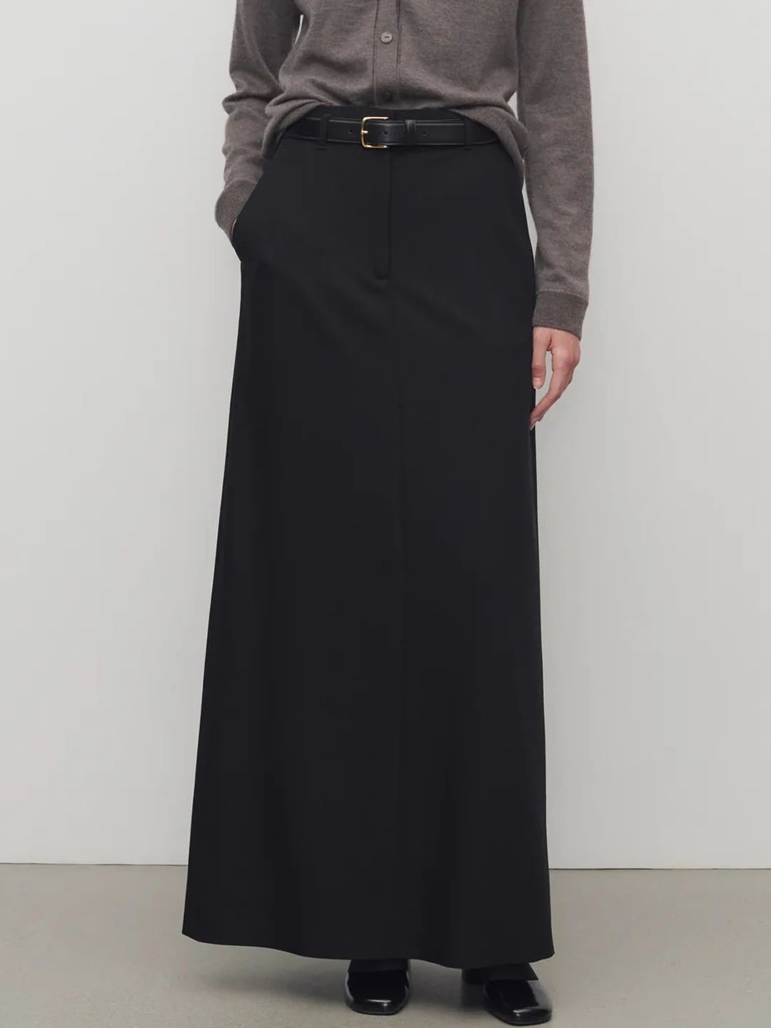 

High Waist A-Line Skirt Women's Autumn New Sle Comfortable Soft Fabric over Knee Slimming Versatile Knee-Length Skirt