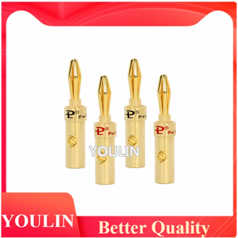 10pcs 4MM Speaker Audio Connectors Banana Plugs Lantern Type Pure Copper 24K Gold Plated Hi-fi Banana Plug Speaker Adapter