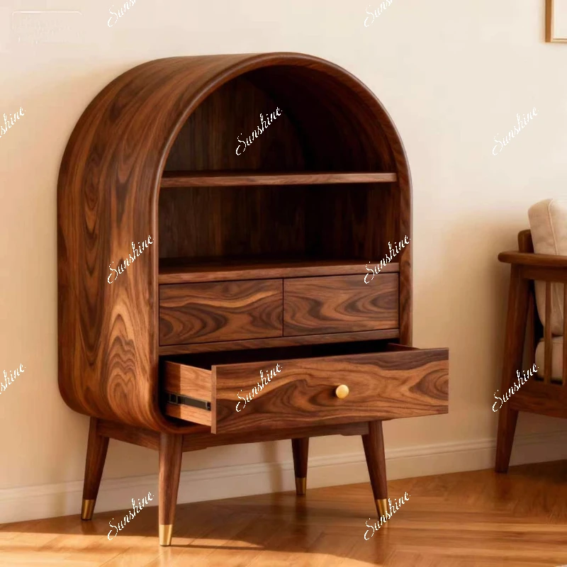 Living room storage cabinet, entryway cabinet, black walnut chest of drawers