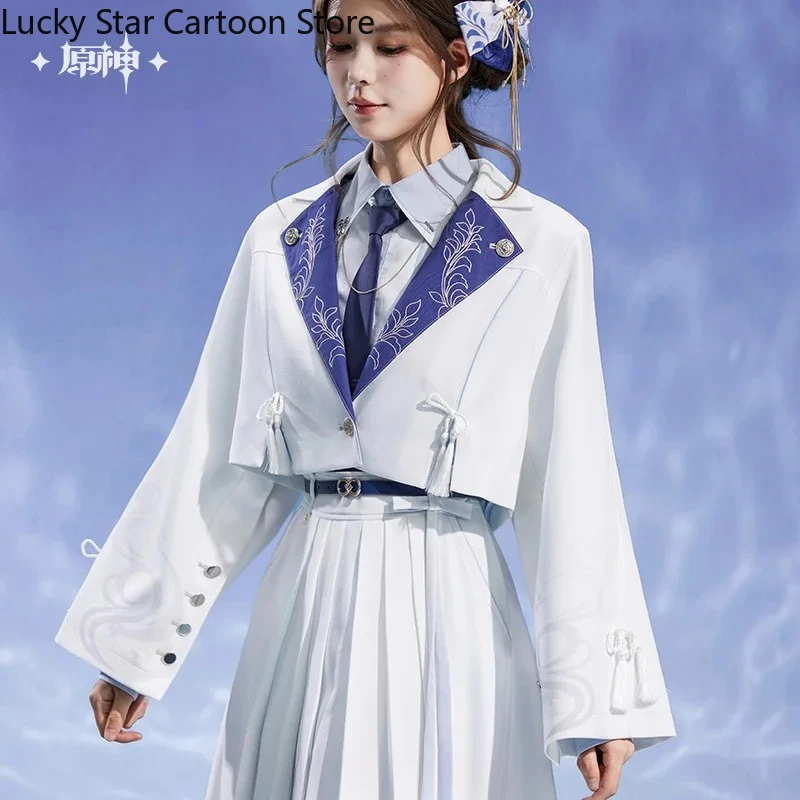 معطف Mihoyo الرسمي Kamisato Ayato بأكمام واسعة وطية صدر السترة لعبة Genshin Impact Ayato أزياء تنكرية للهالوين