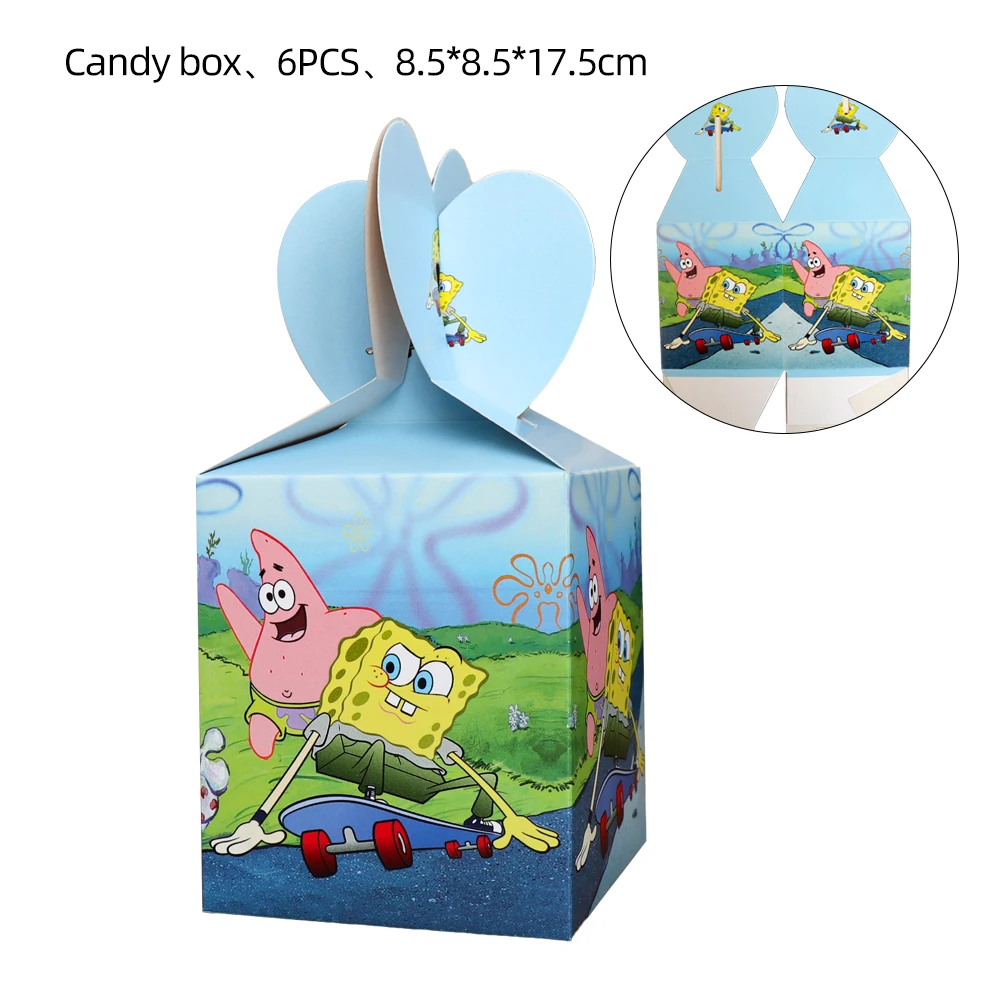 Juego de decoración de Bob Esponja para fiesta de cumpleaños, juego de globos, vajilla desechable, taza, cuchillo, tenedor, suministros para Baby