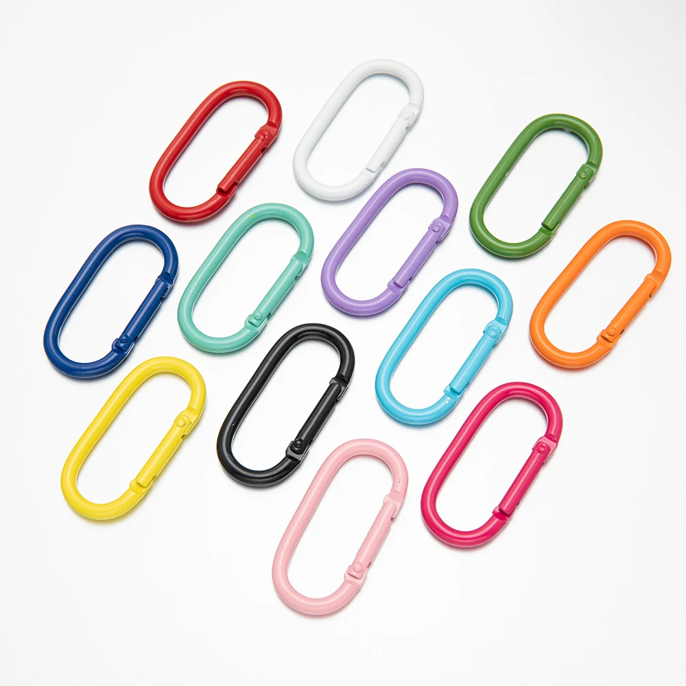 5pcs Oval Ring Spring Clasps Openable Carabiner Keychain Bag Clips Hook Buckles Connector For DIY Key Jewelry Making Accessories