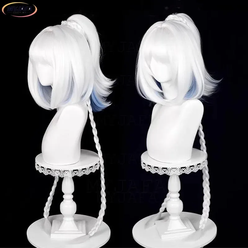 

zz04zz12Mualani Косплей Игра Meztli Mu ert White Blue Смешанные длинные плетеные термостойкие синтетические волосы Парики для Хэллоуина + Кепка для парика