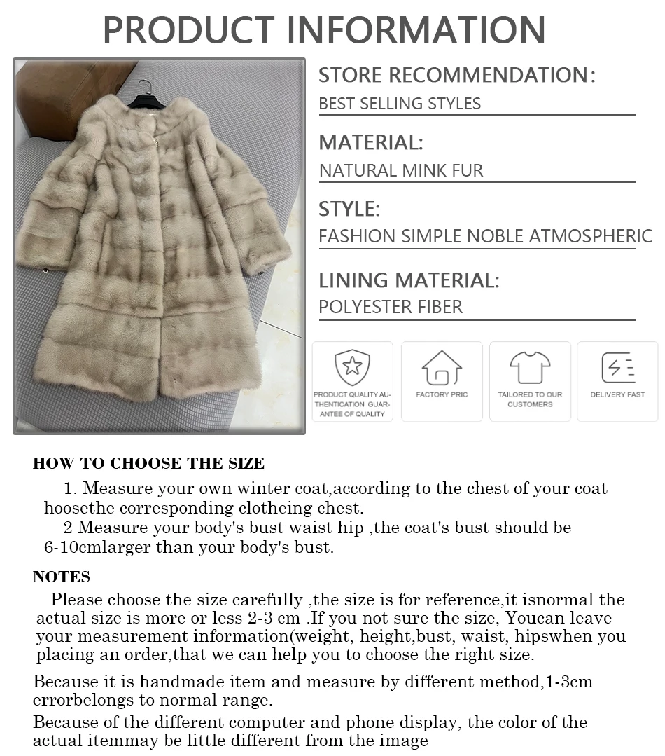 Genuine Mink Fur Coat Women Real Fur Jackets Warm Long Jackets Luxury Clothing High Quality New Arrivals