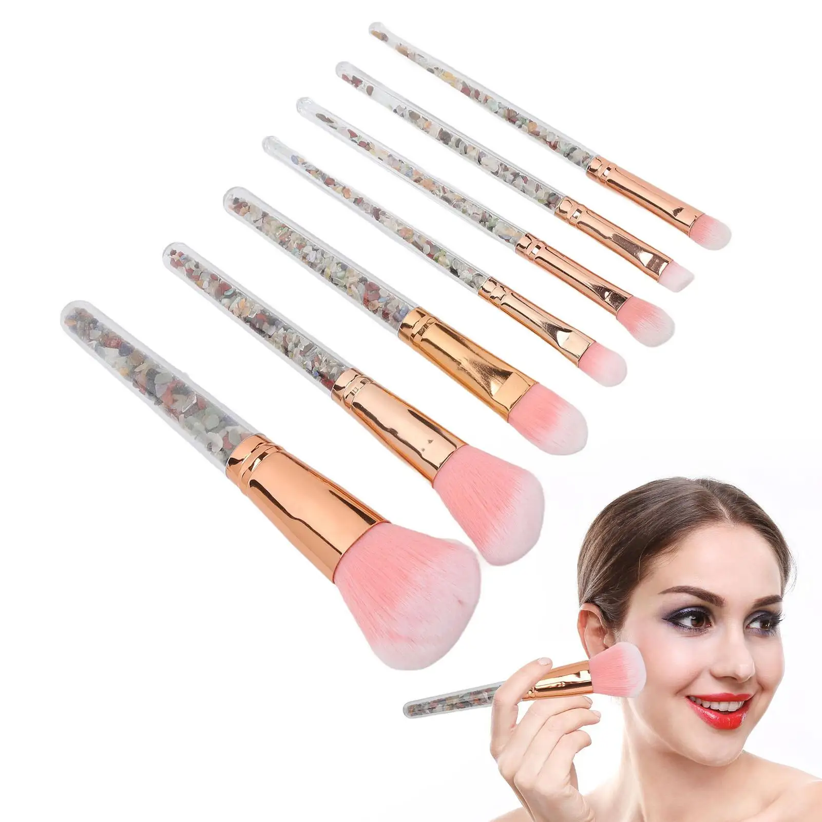 7PCS Makeup Brush Set for Powder Concealers Eye Shadows - Soft Brush with Stylish Handle - Cosmetic Tool