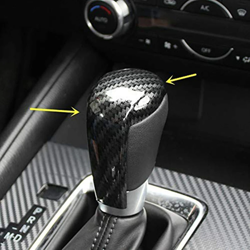 4X Sport Style Carbon Fiber Print Gear Shift Knob Cover Trim For Mazda 2 3 6 CX-3 CX-5 image 6