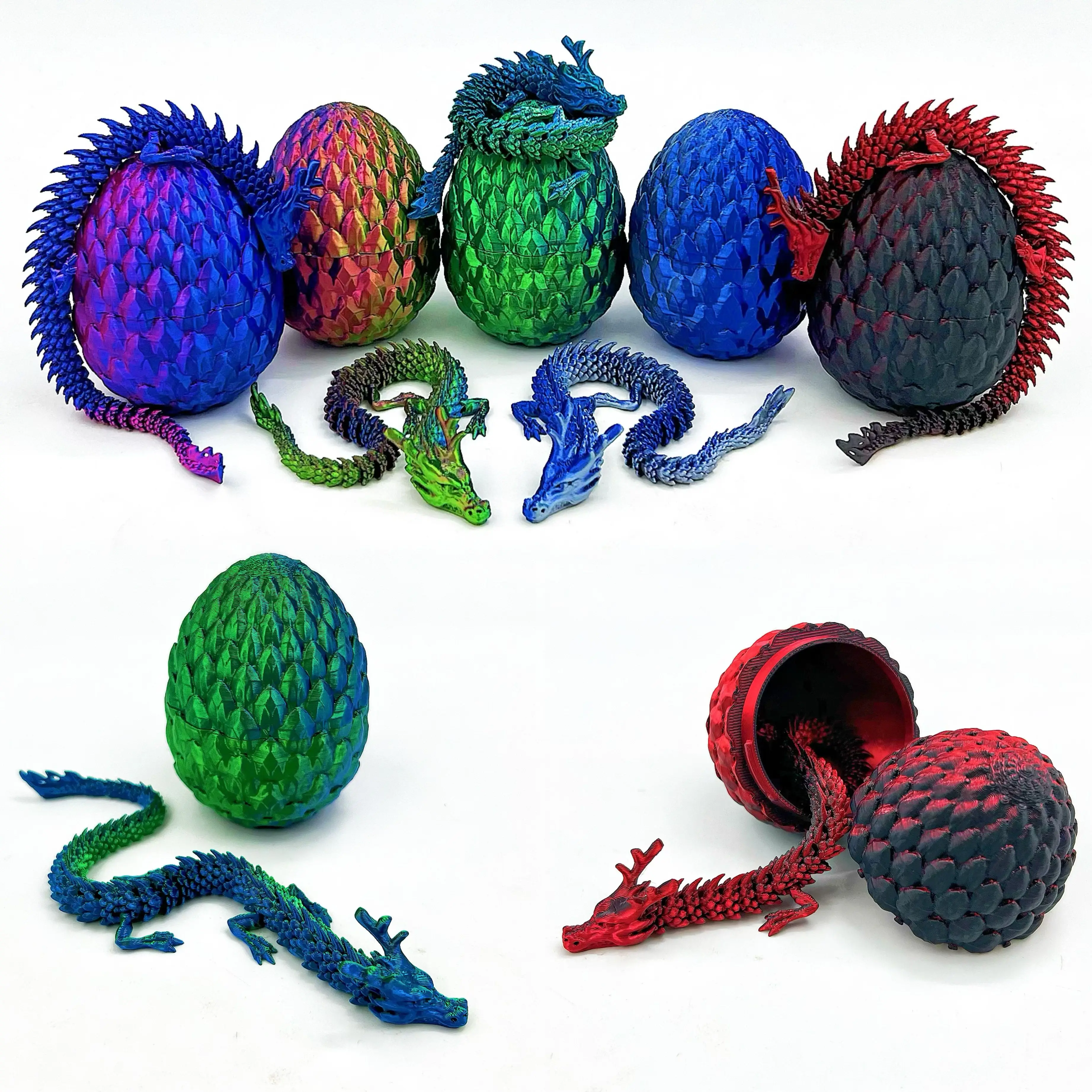 

3D printing Chinese Loong+gem egg, multi-color gradient, home and office desktop decoration, creative decorations Christmas gift