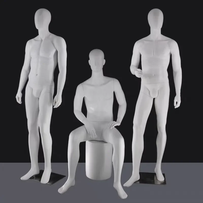 FRP Dumb White Full Body Male Mannequin Display Stand for Clothing Store Korean Style Casual Window Dummy Props